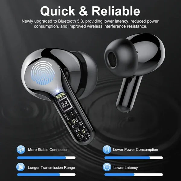 Wireless Earbuds Stereo Headphones - Waterproof Earphones - New Model 2025 - Wireless Charging Case - Image 4