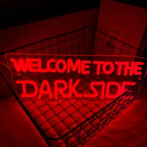 Welcome To The Dark Side Neon Sign, Red Led Letter Lights, Used For Bedroom, Game Room, Haunted House, Halloween Art Decor.