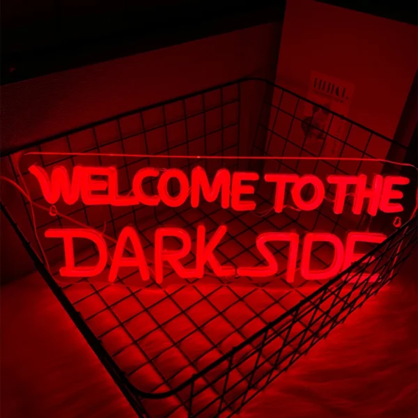 Welcome To The Dark Side Neon Sign, Red Led Letter Lights, Used For Bedroom, Game Room, Haunted House, Halloween Art Decor.