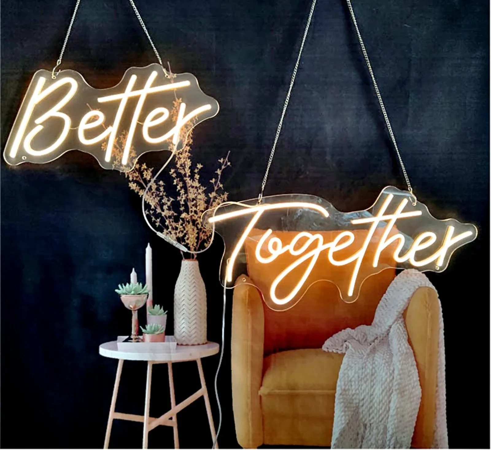 Better Together LED Neon Sign for Wall and Bedroom Decor, also Great for Weddings, Birthday parties, and Clubs.