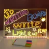 LED memo board with night light and 7 colored markers, acrylic board for messages, Painting and Drawing.