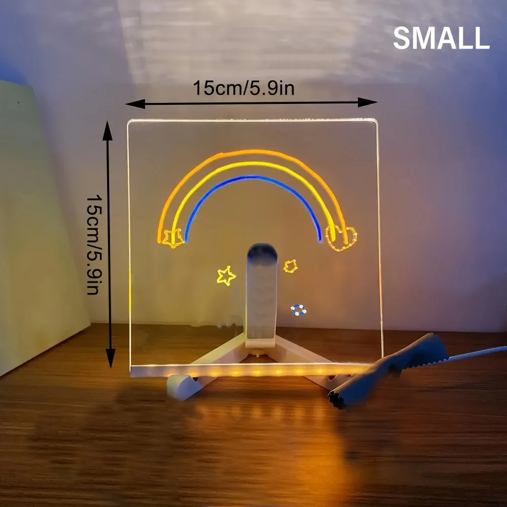 LED memo board with night light and 7 colored markers, acrylic board for messages, Painting and Drawing. - Image 2