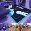 Neon Game Controller Carpet - LED Inspired Console Pattern Floor Mat for Esports Room Decor Full Coverage Gaming Carpet Fashion